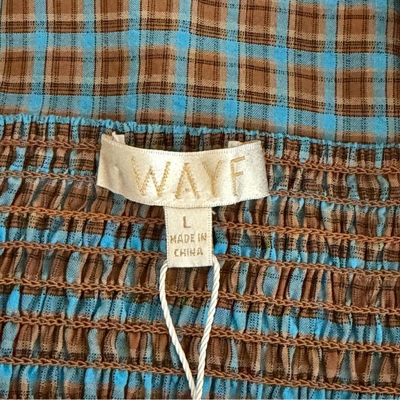 WAYF Cut Out Smocked Gingham Midi Dress summertime vacation Size Large - Picture 6 of 9